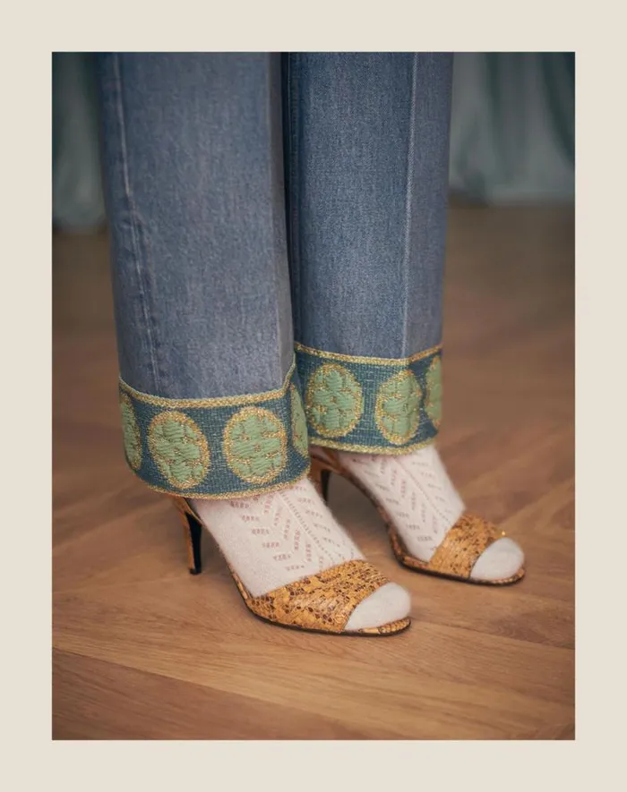 Valentino Denim Woman Denim Trousers With Jacquard Trims For Woman In Denim Denim Valentino Denim Woman Denim Trousers With Jacquard Trims For Woman In Denim Denim