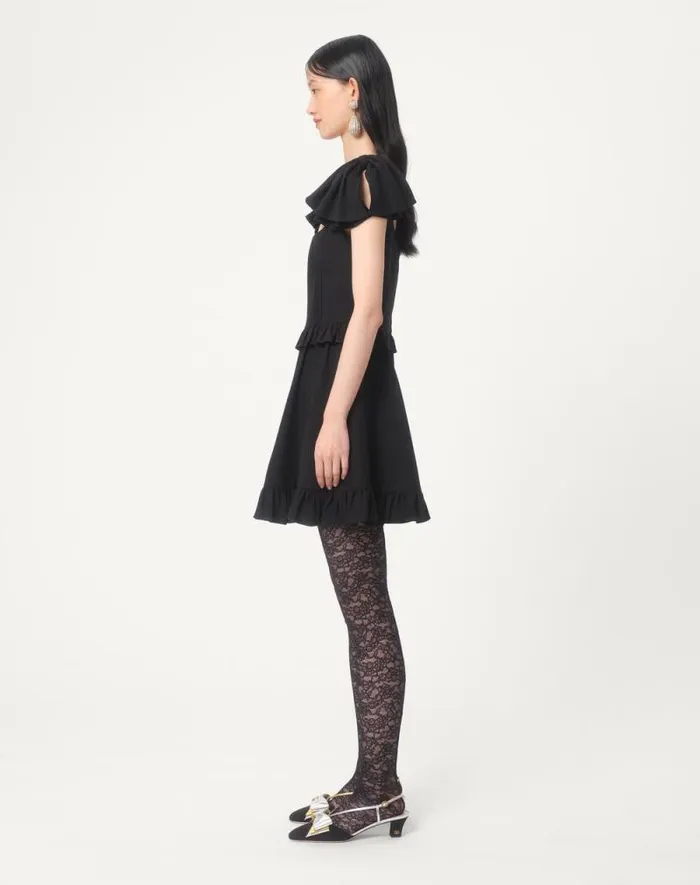 Valentino Dresses Woman Crepe Couture Short Dress For Woman In Black Black Valentino Dresses Woman Crepe Couture Short Dress For Woman In Black Black