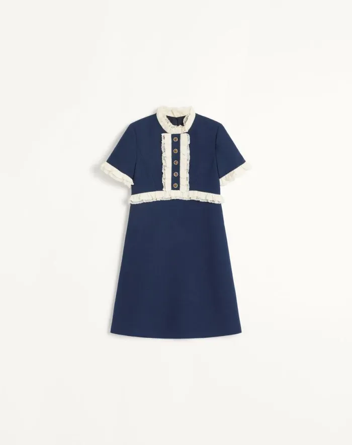 Valentino Dresses Woman Crepe Couture Short Dress For Woman In Indigoivory Indigoivory Valentino Dresses Woman Crepe Couture Short Dress For Woman In Indigoivory Indigoivory