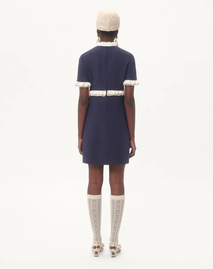 Valentino Dresses Woman Crepe Couture Short Dress For Woman In Indigoivory Indigoivory Valentino Dresses Woman Crepe Couture Short Dress For Woman In Indigoivory Indigoivory