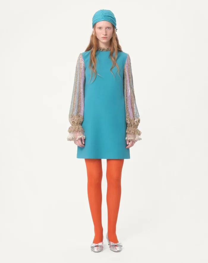 Valentino Dresses Woman Embroidered Crepe Couture Short Dress For Woman In Multicolor Multicolor Valentino Dresses Woman Embroidered Crepe Couture Short Dress For Woman In Multicolor Multicolor