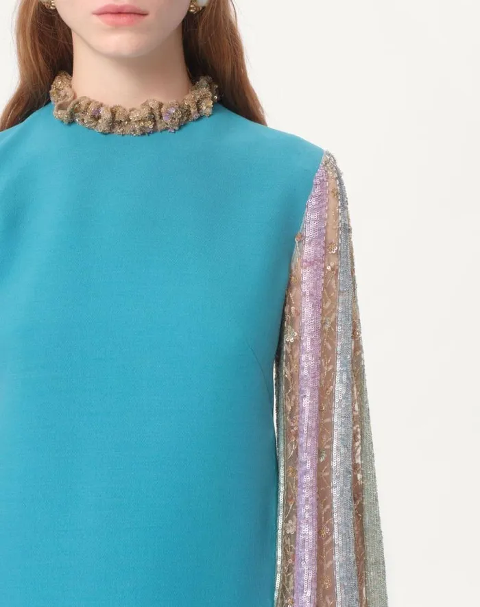Valentino Dresses Woman Embroidered Crepe Couture Short Dress For Woman In Multicolor Multicolor Valentino Dresses Woman Embroidered Crepe Couture Short Dress For Woman In Multicolor Multicolor