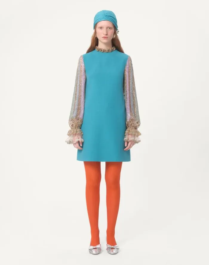 Valentino Dresses Woman Embroidered Crepe Couture Short Dress For Woman In Multicolor Multicolor Valentino Dresses Woman Embroidered Crepe Couture Short Dress For Woman In Multicolor Multicolor