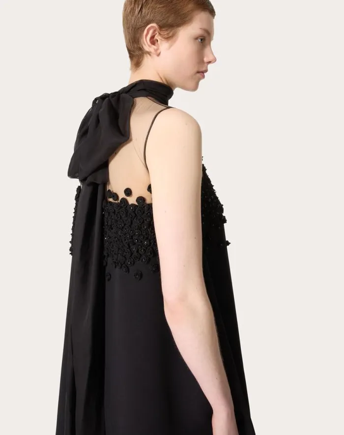 Valentino Dresses Woman Embroidered Structured Couture Short Dress For Woman In Black Black Valentino Dresses Woman Embroidered Structured Couture Short Dress For Woman In Black Black