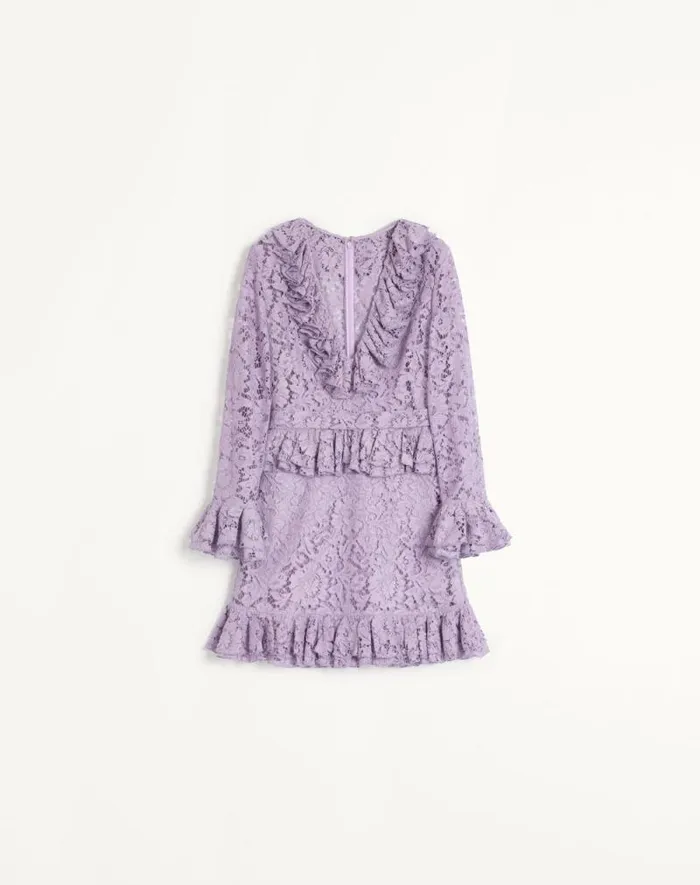 Valentino Dresses Woman Short Dress In Heavy Lace For Woman In Lavander Lavander Valentino Dresses Woman Short Dress In Heavy Lace For Woman In Lavander Lavander