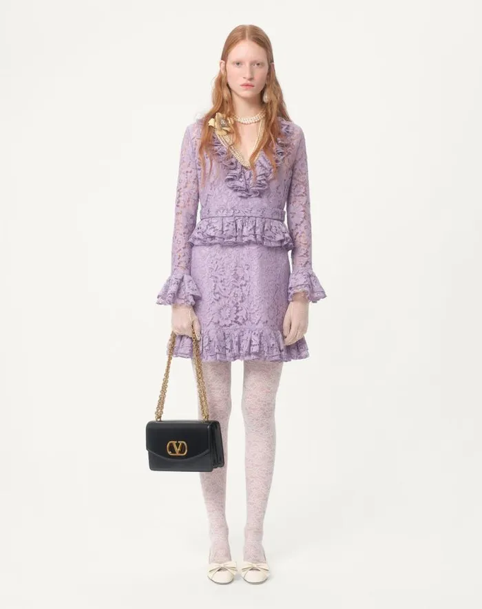 Valentino Dresses Woman Short Dress In Heavy Lace For Woman In Lavander Lavander Valentino Dresses Woman Short Dress In Heavy Lace For Woman In Lavander Lavander