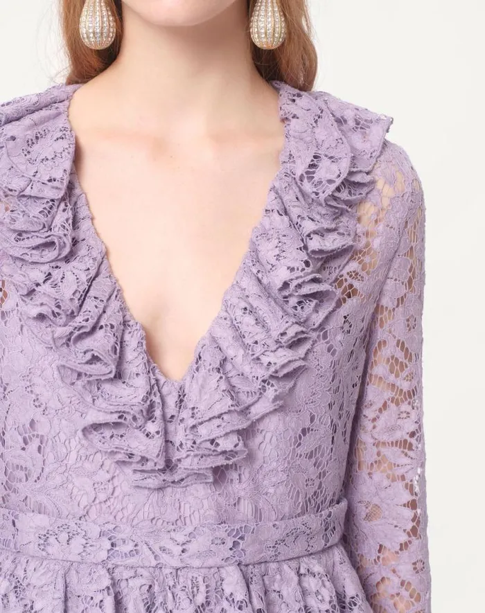 Valentino Dresses Woman Short Dress In Heavy Lace For Woman In Lavander Lavander Valentino Dresses Woman Short Dress In Heavy Lace For Woman In Lavander Lavander