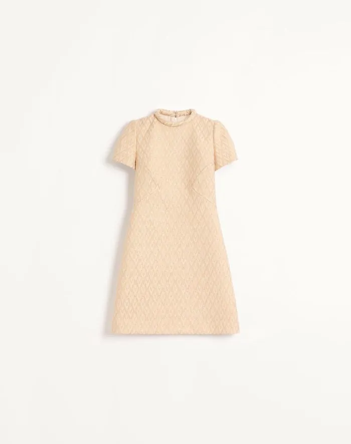 Valentino Dresses Woman Short Dress In Lurex Jacquard Toute La V For Woman In Ivorygold Ivorygold Valentino Dresses Woman Short Dress In Lurex Jacquard Toute La V For Woman In Ivorygold Ivorygold