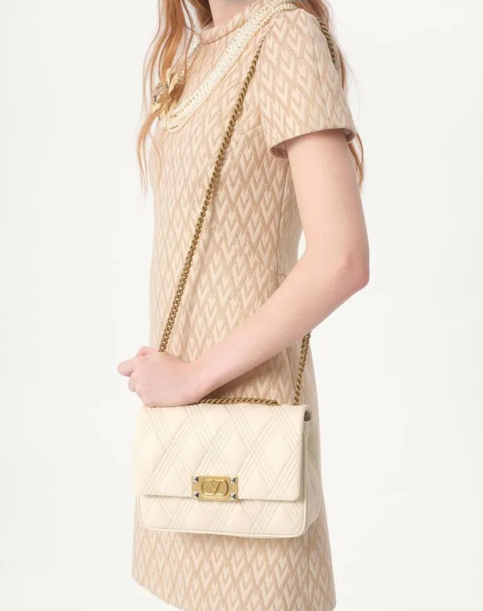 Valentino Dresses Woman Short Dress In Lurex Jacquard Toute La V For Woman In Ivorygold Ivorygold Valentino Dresses Woman Short Dress In Lurex Jacquard Toute La V For Woman In Ivorygold Ivorygold