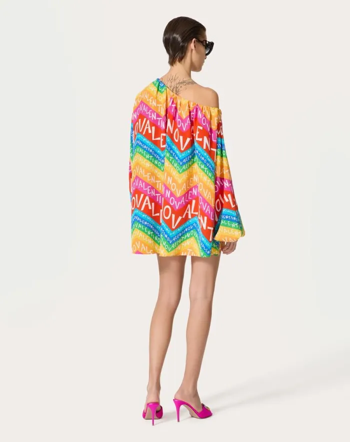 Valentino Dresses Woman Short Dress In Valentino Chevron24 Crepe De Chine For Woman In Multicolor Multicolor Valentino Dresses Woman Short Dress In Valentino Chevron24 Crepe De Chine For Woman In Multicolor Multicolor