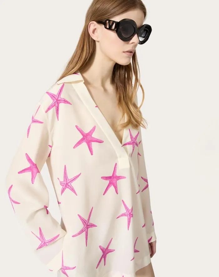 Valentino Dresses Woman Starfish Crepe De Chine Short Dress For Woman In Ivorypink Pp Ivorypink Pp Valentino Dresses Woman Starfish Crepe De Chine Short Dress For Woman In Ivorypink Pp Ivorypink Pp