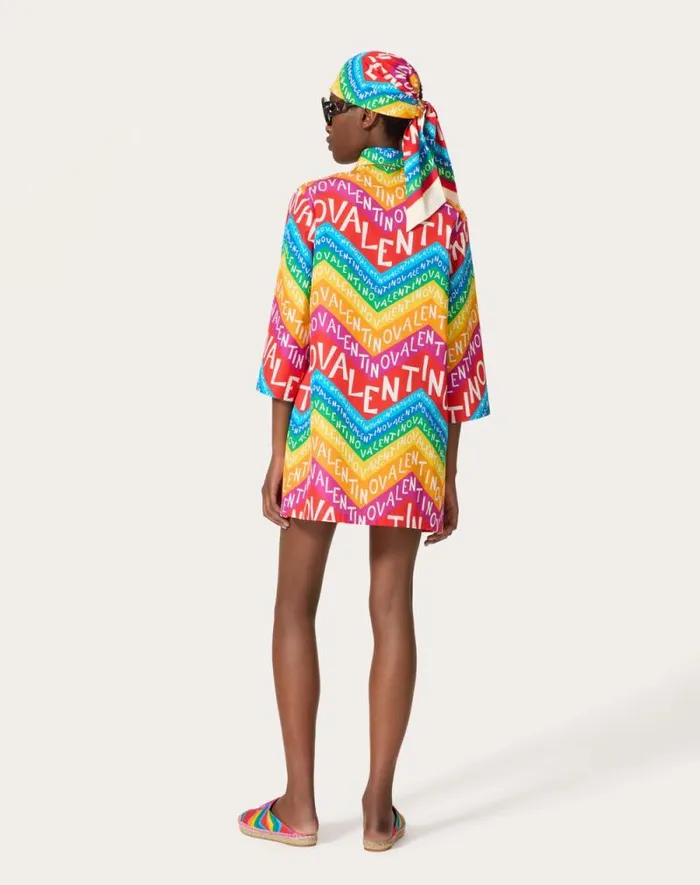 Valentino Dresses Woman Valentino Chevron 24 Popeline Short Dress For Woman In Multicolor Multicolor Valentino Dresses Woman Valentino Chevron 24 Popeline Short Dress For Woman In Multicolor Multicolor