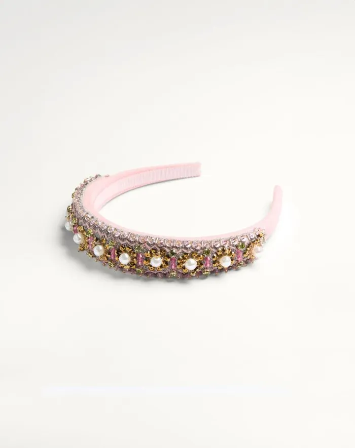 Valentino Hair Accessories Woman Valentino Wool And Silk Headband With Embroidery For Woman In Multicolor Multicolor Valentino Hair Accessories Woman Valentino Wool And Silk Headband With Embroidery For Woman In Multicolor Multicolor