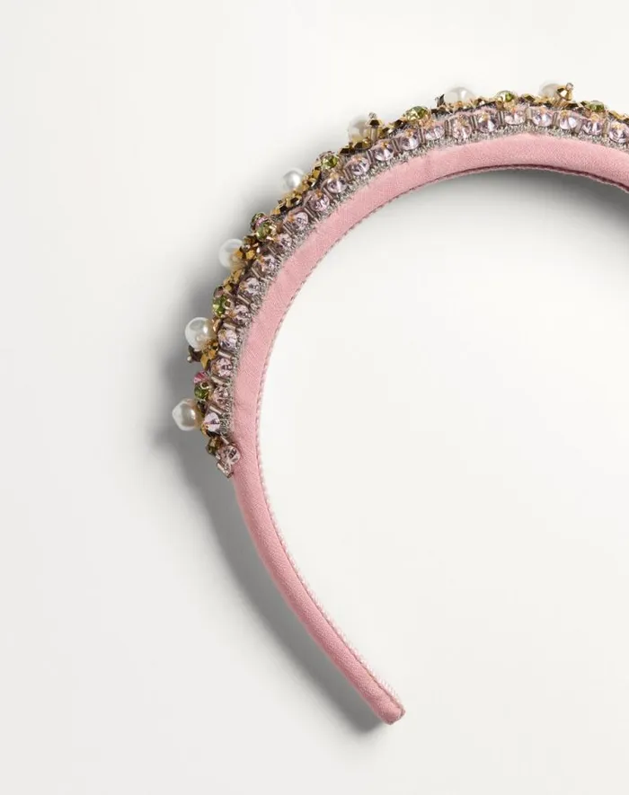 Valentino Hair Accessories Woman Valentino Wool And Silk Headband With Embroidery For Woman In Multicolor Multicolor Valentino Hair Accessories Woman Valentino Wool And Silk Headband With Embroidery For Woman In Multicolor Multicolor