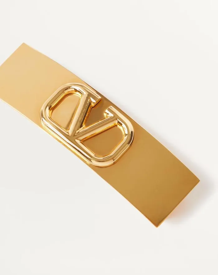 Valentino Hair Accessories Woman Vlogo Signature Metal Hair Clip For Woman In Gold Gold Valentino Hair Accessories Woman Vlogo Signature Metal Hair Clip For Woman In Gold Gold
