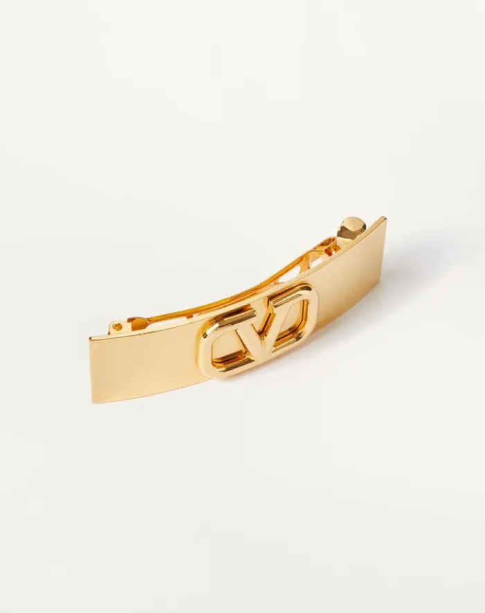 Valentino Hair Accessories Woman Vlogo Signature Metal Hair Clip For Woman In Gold Gold Valentino Hair Accessories Woman Vlogo Signature Metal Hair Clip For Woman In Gold Gold