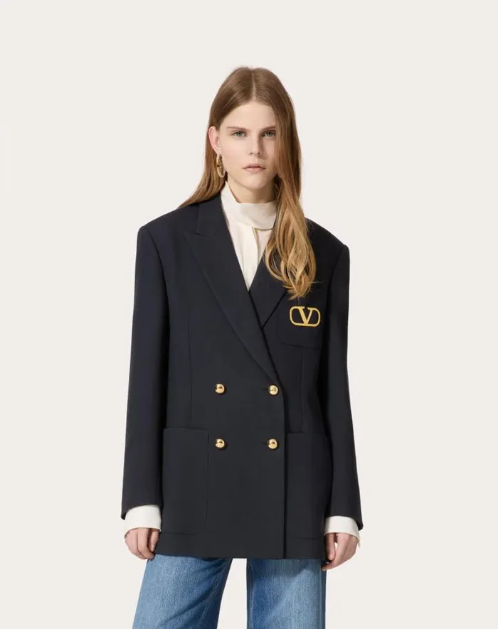 Valentino Jackets And Blazers Woman Formal Natte039 Jacket For Woman In Navy Navy Valentino Jackets And Blazers Woman Formal Natte039 Jacket For Woman In Navy Navy