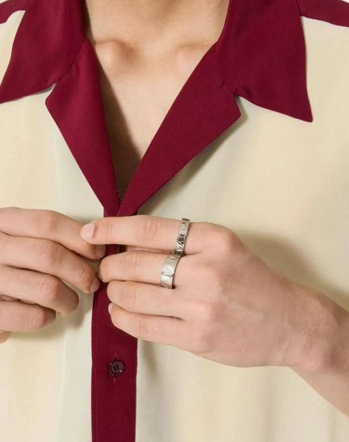 Valentino Jewelry Man Toile Iconographe Metal Ring Set For Man In Palladium Palladium