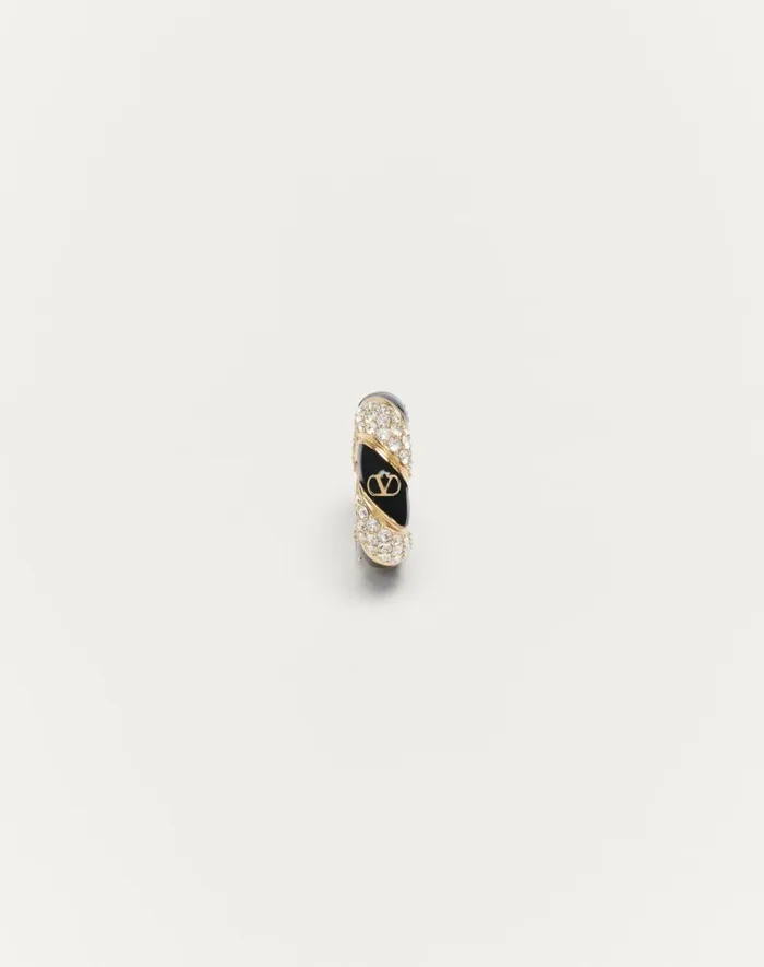 Valentino Jewelry Woman Pas Plus Mono Earring In Metal Enamel And Swarovski Crystals For Woman In Multicolor Multicolor