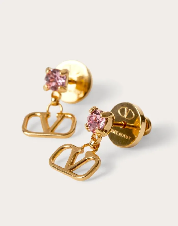Valentino Jewelry Woman Vlogo Signature Earrings In Metal And Swarovski Crystals For Woman In Gold Gold Valentino Jewelry Woman Vlogo Signature Earrings In Metal And Swarovski Crystals For Woman In Gold Gold