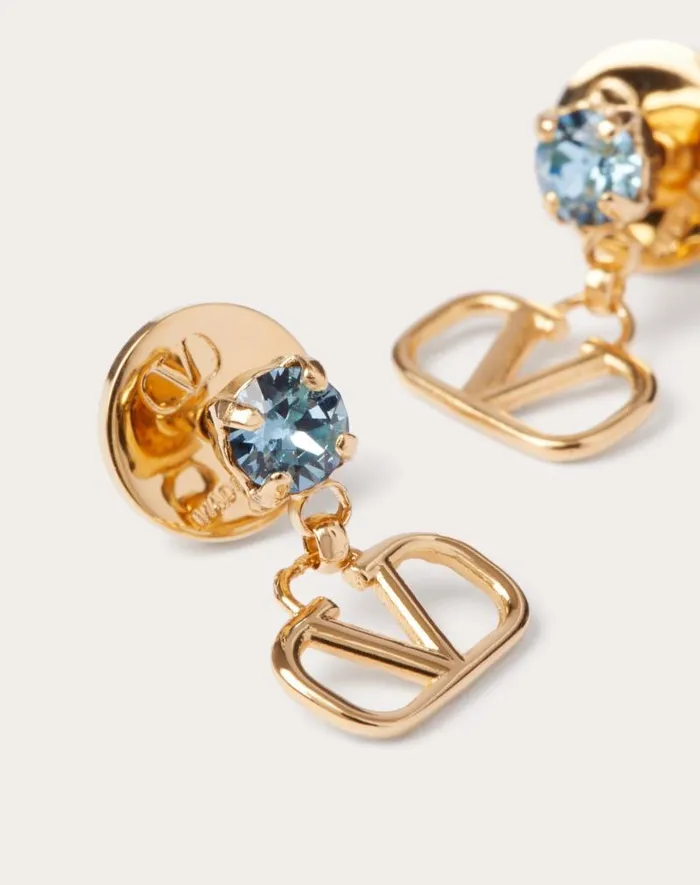 Valentino Jewelry Woman Vlogo Signature Earrings In Metal And Swarovski Crystals For Woman In Gold Gold Valentino Jewelry Woman Vlogo Signature Earrings In Metal And Swarovski Crystals For Woman In Gold Gold