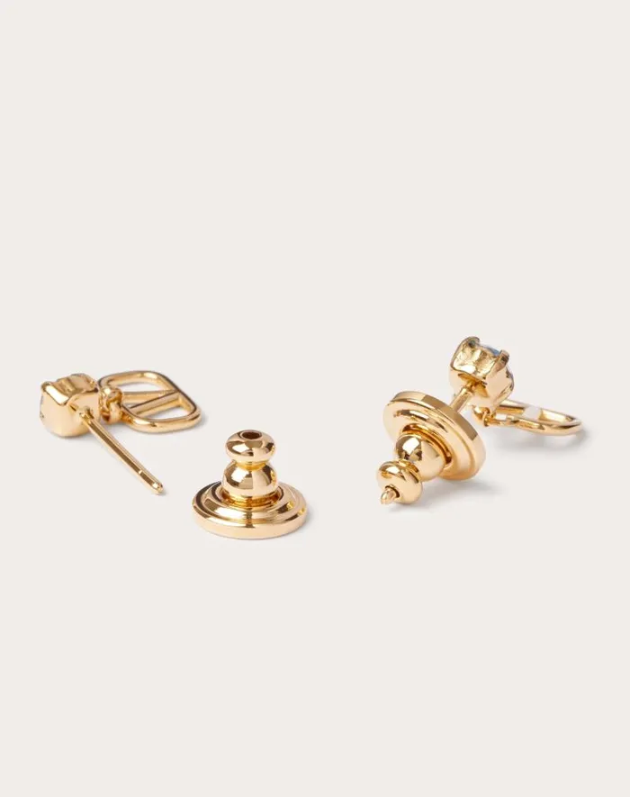 Valentino Jewelry Woman Vlogo Signature Earrings In Metal And Swarovski Crystals For Woman In Gold Gold Valentino Jewelry Woman Vlogo Signature Earrings In Metal And Swarovski Crystals For Woman In Gold Gold