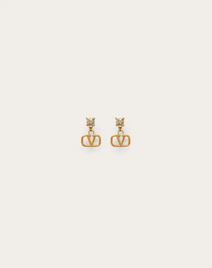 Valentino Jewelry Woman Vlogo Signature Earrings In Metal And Swarovski Crystals For Woman In Gold Gold Valentino Jewelry Woman Vlogo Signature Earrings In Metal And Swarovski Crystals For Woman In Gold Gold