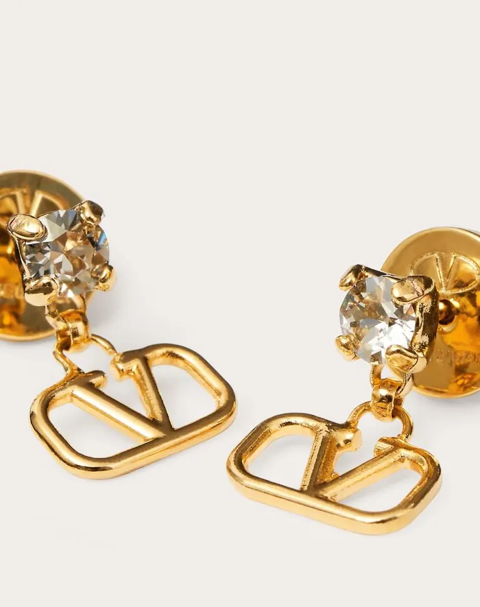 Valentino Jewelry Woman Vlogo Signature Earrings In Metal And Swarovski Crystals For Woman In Gold Gold Valentino Jewelry Woman Vlogo Signature Earrings In Metal And Swarovski Crystals For Woman In Gold Gold