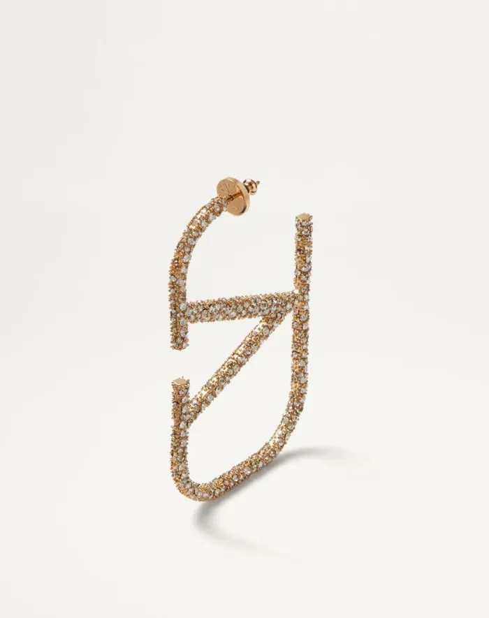 Valentino Jewelry Woman Vlogo Signature Metal And Crystal Earrings For Woman In Gold Gold Valentino Jewelry Woman Vlogo Signature Metal And Crystal Earrings For Woman In Gold Gold