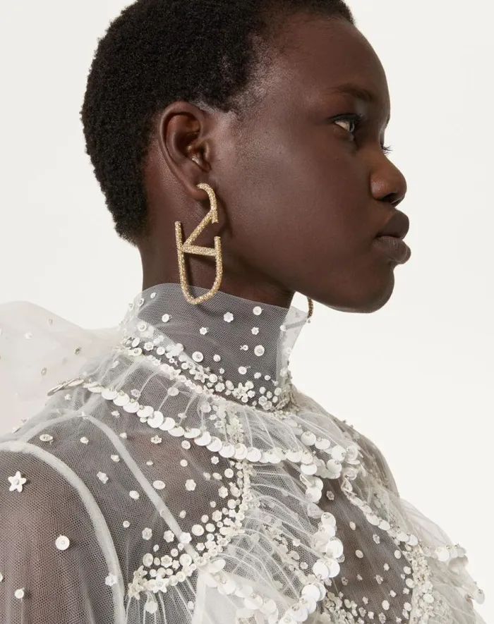 Valentino Jewelry Woman Vlogo Signature Metal And Crystal Earrings For Woman In Gold Gold Valentino Jewelry Woman Vlogo Signature Metal And Crystal Earrings For Woman In Gold Gold