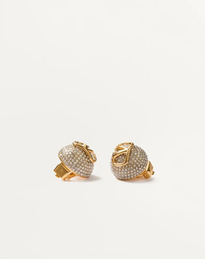 Valentino Jewelry Woman Vlogo Signature Metal And Swarovski Crystal Earrings For Woman In Gold Gold Valentino Jewelry Woman Vlogo Signature Metal And Swarovski Crystal Earrings For Woman In Gold Gold