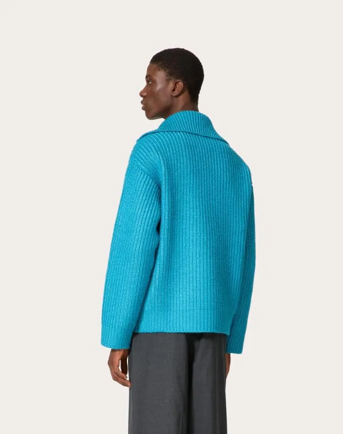Valentino Knitwear Man Silk Sweater For Man In Sky Blue Sky Blue Valentino Knitwear Man Silk Sweater For Man In Sky Blue Sky Blue