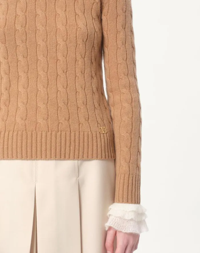 Valentino Knitwear Woman Cashmere Sweater For Woman In Camelivory Camelivory Valentino Knitwear Woman Cashmere Sweater For Woman In Camelivory Camelivory