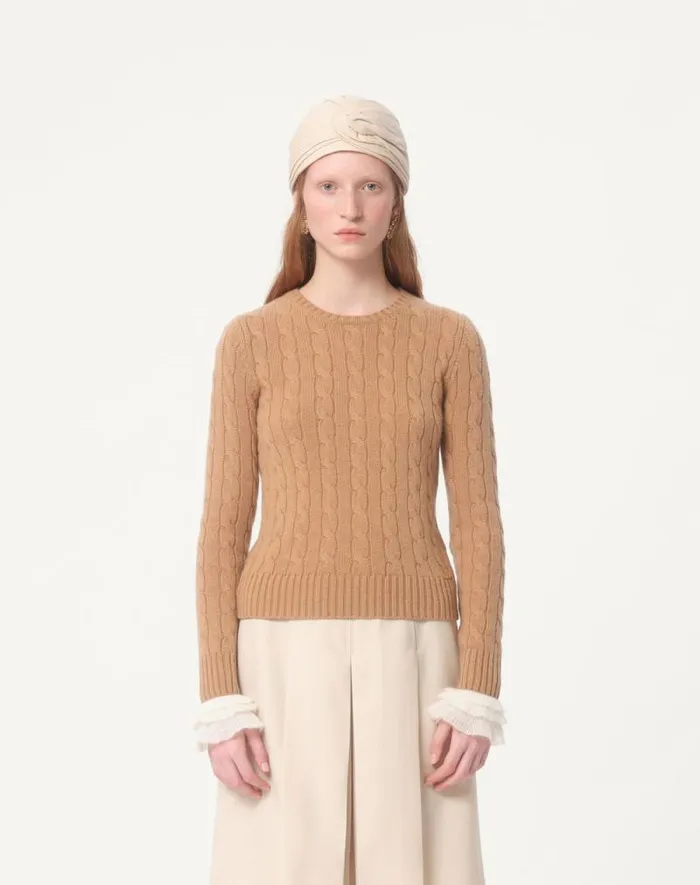 Valentino Knitwear Woman Cashmere Sweater For Woman In Camelivory Camelivory Valentino Knitwear Woman Cashmere Sweater For Woman In Camelivory Camelivory
