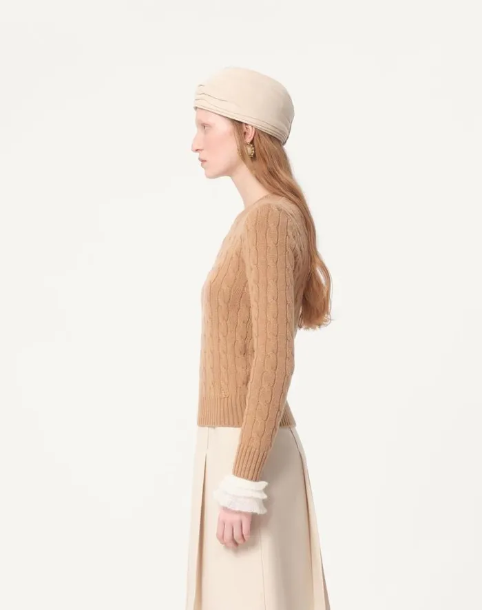 Valentino Knitwear Woman Cashmere Sweater For Woman In Camelivory Camelivory Valentino Knitwear Woman Cashmere Sweater For Woman In Camelivory Camelivory