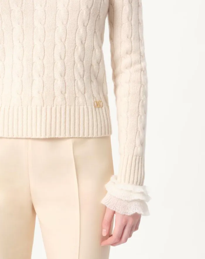 Valentino Knitwear Woman Cashmere Sweater For Woman In Camelivory Camelivory Valentino Knitwear Woman Cashmere Sweater For Woman In Camelivory Camelivory
