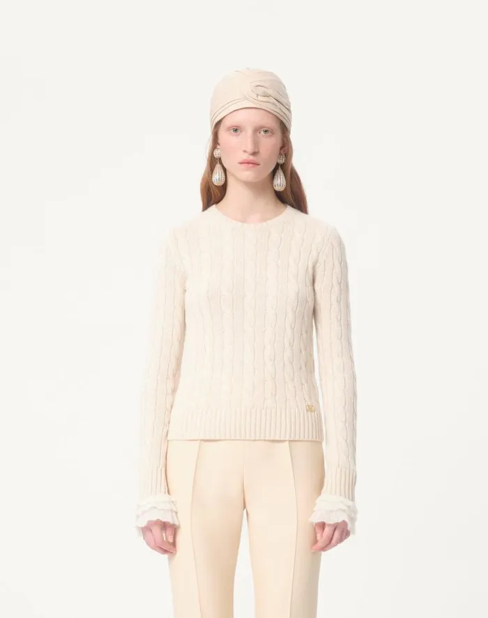 Valentino Knitwear Woman Cashmere Sweater For Woman In Camelivory Camelivory Valentino Knitwear Woman Cashmere Sweater For Woman In Camelivory Camelivory