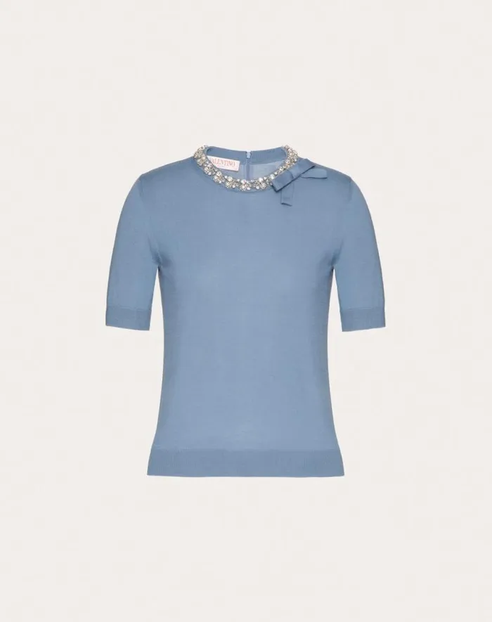 Valentino Knitwear Woman Embroidered Wool Sweater For Woman In Comfit Comfit
