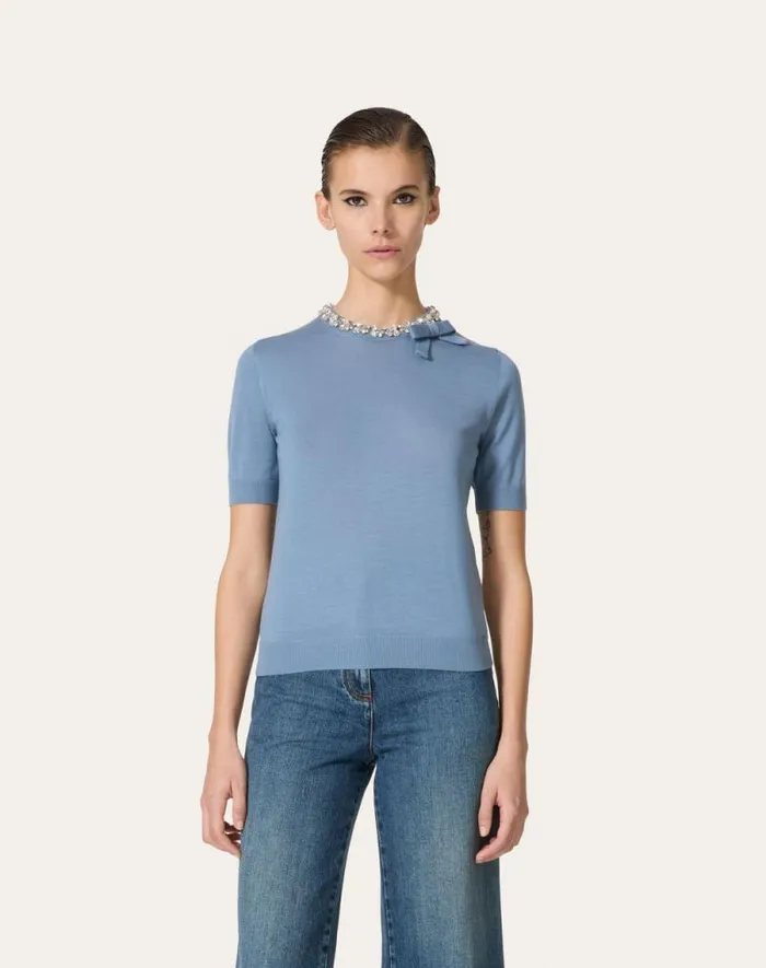 Valentino Knitwear Woman Embroidered Wool Sweater For Woman In Comfit Comfit Valentino Knitwear Woman Embroidered Wool Sweater For Woman In Comfit Comfit