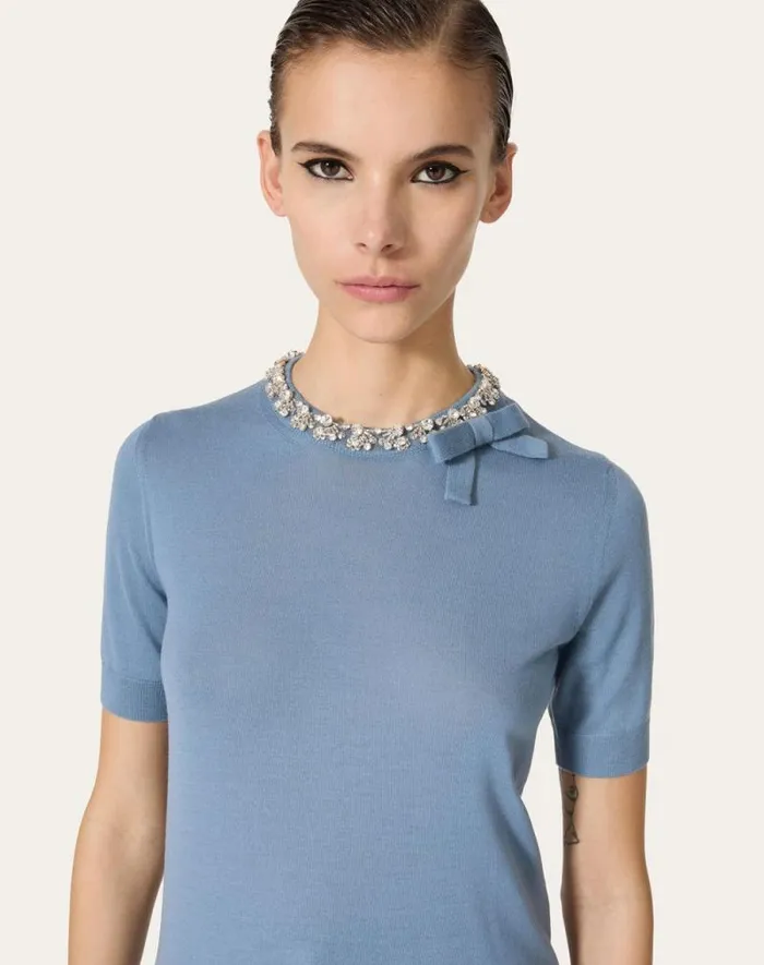 Valentino Knitwear Woman Embroidered Wool Sweater For Woman In Comfit Comfit Valentino Knitwear Woman Embroidered Wool Sweater For Woman In Comfit Comfit