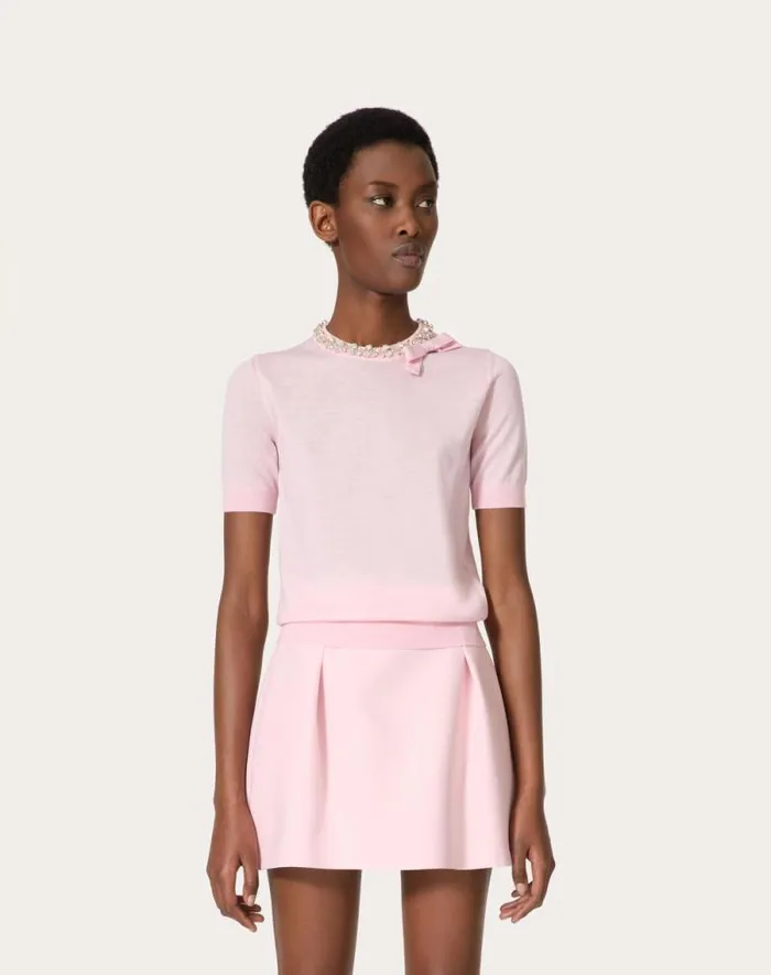 Valentino Knitwear Woman Embroidered Wool Sweater For Woman In Comfit Comfit Valentino Knitwear Woman Embroidered Wool Sweater For Woman In Comfit Comfit