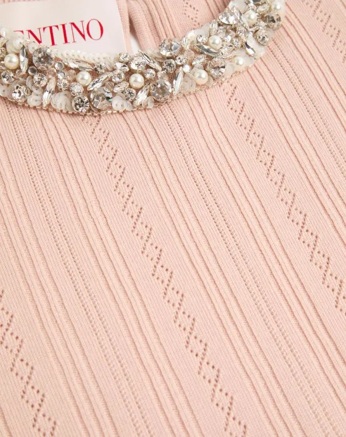 Valentino Knitwear Woman Embroidered Wool Sweater For Woman In Nude Nude Valentino Knitwear Woman Embroidered Wool Sweater For Woman In Nude Nude