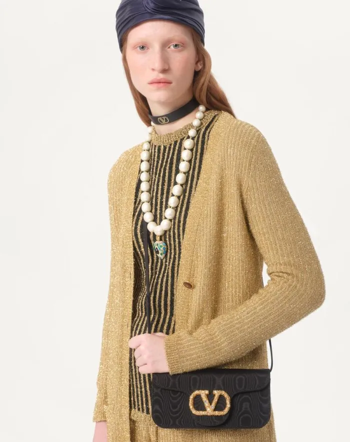 Valentino Knitwear Woman Lurex Cardigan For Woman In Gold Gold Valentino Knitwear Woman Lurex Cardigan For Woman In Gold Gold