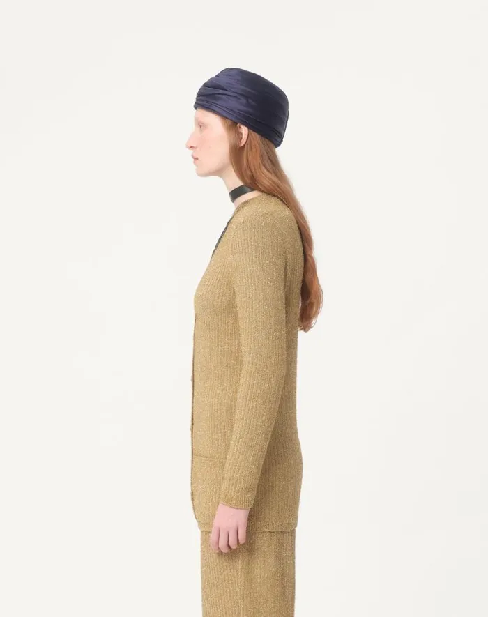 Valentino Knitwear Woman Lurex Cardigan For Woman In Gold Gold Valentino Knitwear Woman Lurex Cardigan For Woman In Gold Gold