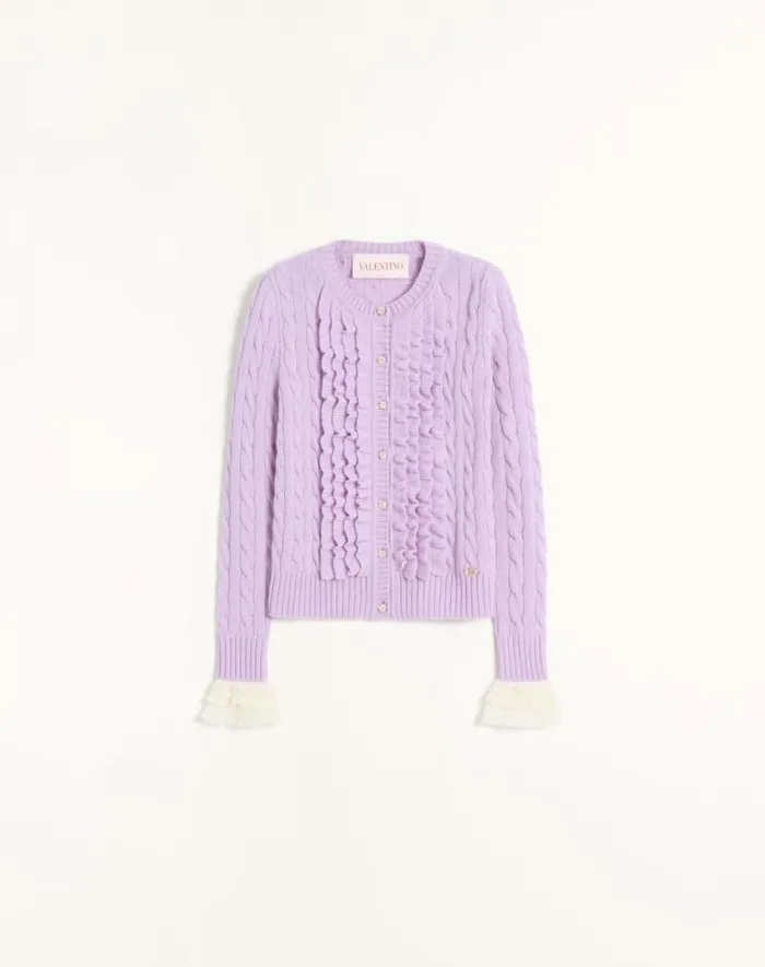 Valentino Knitwear Woman Wool Cardigan For Woman In Lilac Lilac