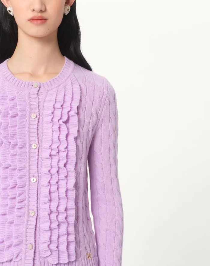 Valentino Knitwear Woman Wool Cardigan For Woman In Lilac Lilac Valentino Knitwear Woman Wool Cardigan For Woman In Lilac Lilac