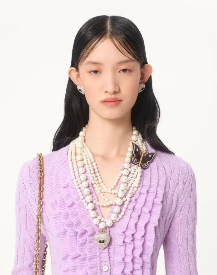 Valentino Knitwear Woman Wool Cardigan For Woman In Lilac Lilac Valentino Knitwear Woman Wool Cardigan For Woman In Lilac Lilac