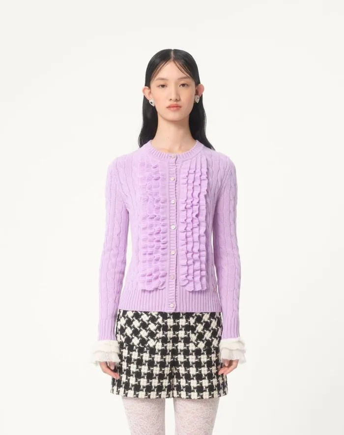 Valentino Knitwear Woman Wool Cardigan For Woman In Lilac Lilac Valentino Knitwear Woman Wool Cardigan For Woman In Lilac Lilac