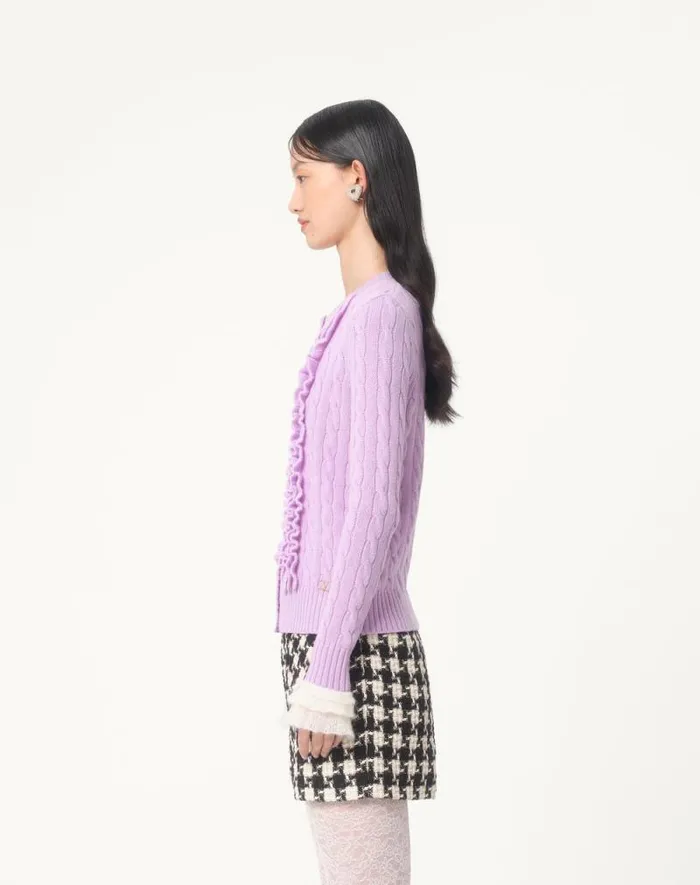Valentino Knitwear Woman Wool Cardigan For Woman In Lilac Lilac Valentino Knitwear Woman Wool Cardigan For Woman In Lilac Lilac