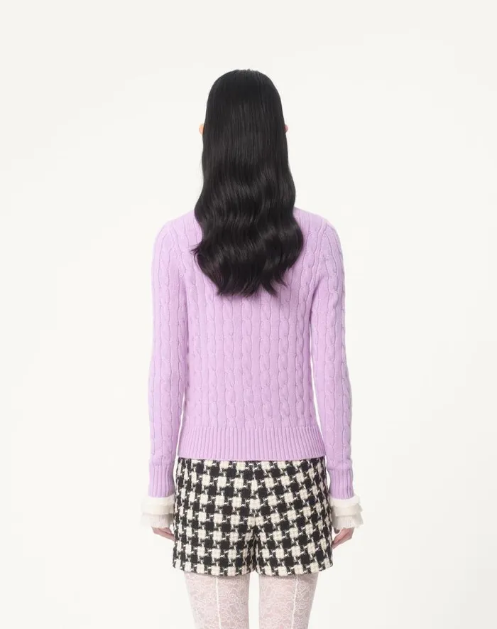 Valentino Knitwear Woman Wool Cardigan For Woman In Lilac Lilac Valentino Knitwear Woman Wool Cardigan For Woman In Lilac Lilac
